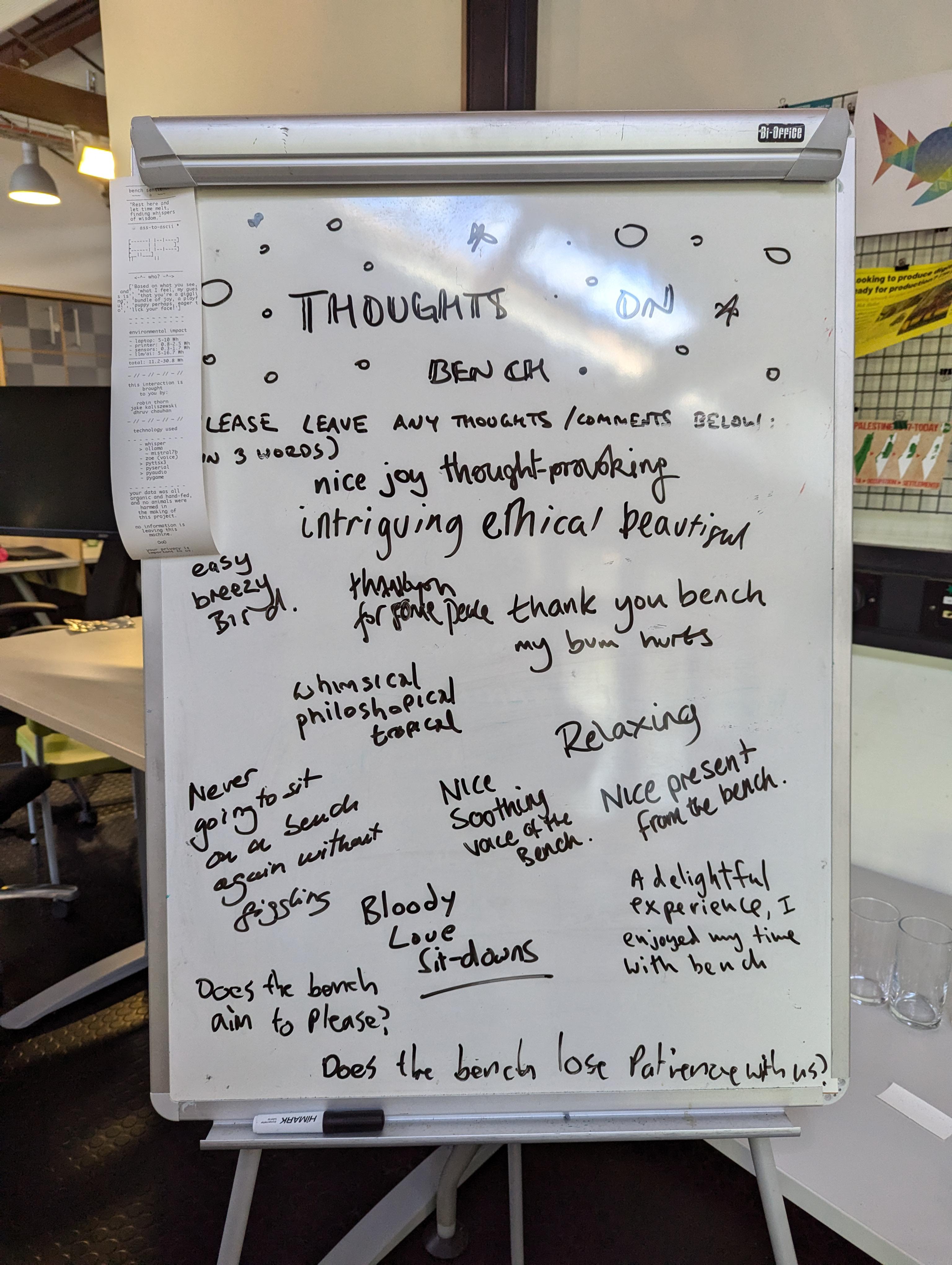 Feedback hand written on a board